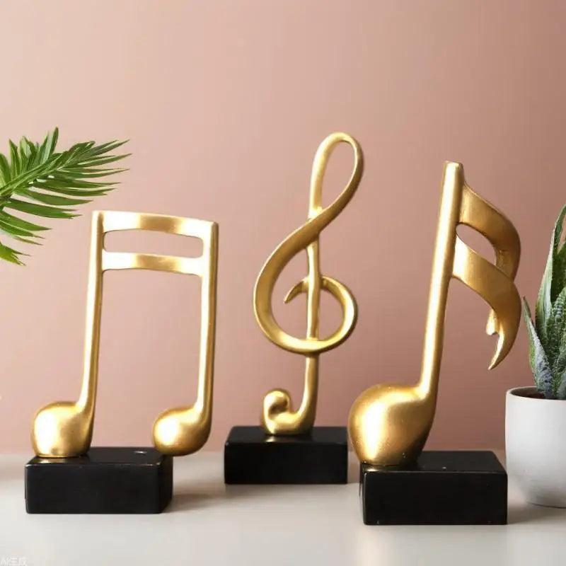 Gold Music Note Resin Figurine – Modern Desk & Home Decor