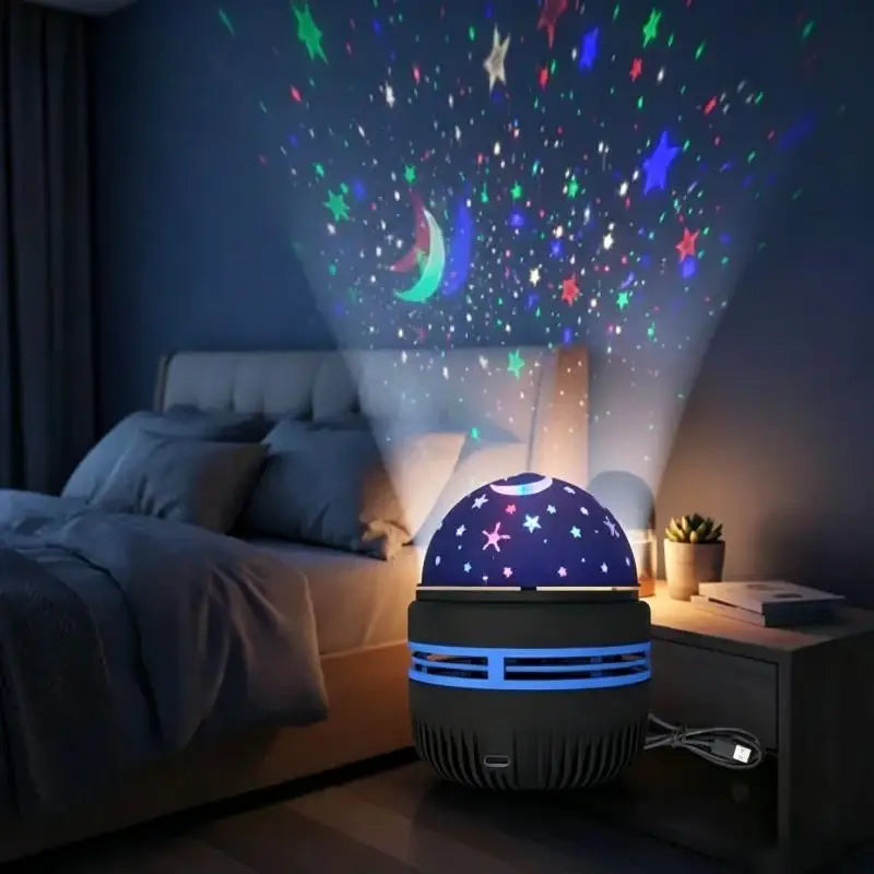 LED Starry Sky Projector Night Light – 360° Rotating RGB Aurora Star Projector Lamp Nixie USB Type-C