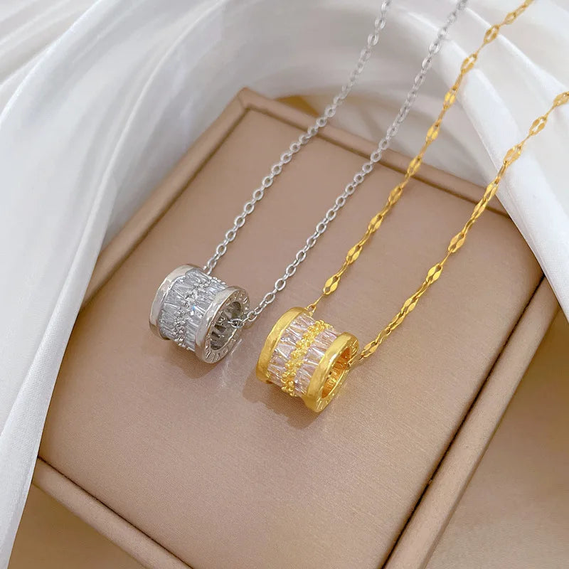 Minimalist Copper Zircon Pendant Necklace | Stainless Steel Chain Pendant Necklace Nixie