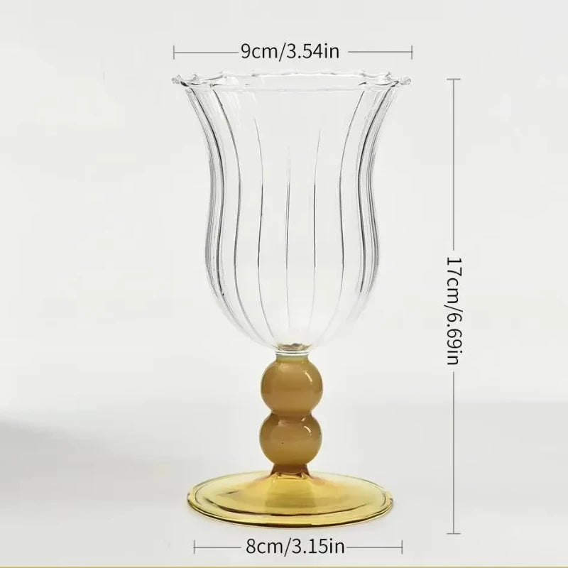 Striped Borosilicate Wine & Cocktail Glass – French Retro Style Wine Cocktail Glass Nixie