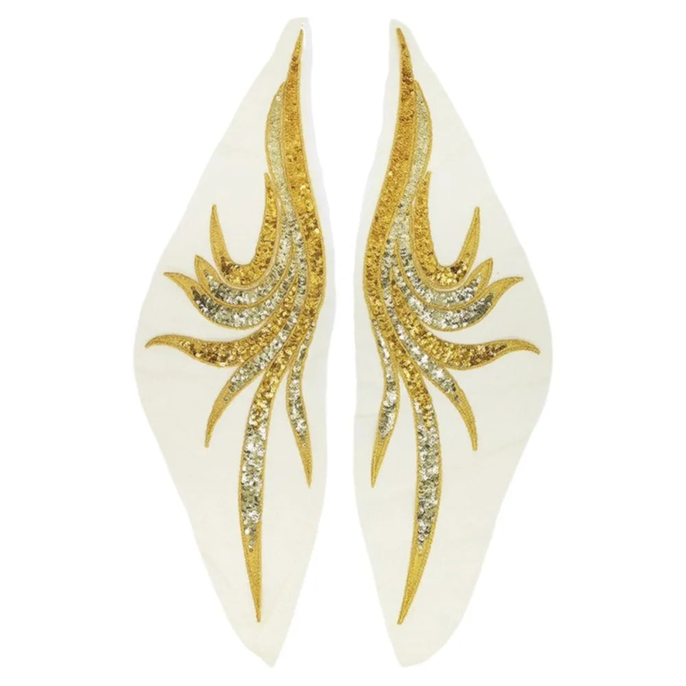 Royal Blue Gold Sequined Embroidery Patches 14x50cm – 2 Pcs Embroidery Patches Nixie Gold