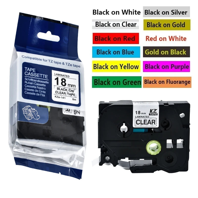 TZe-241 18mm Compatible Brother P-Touch Label Tape – 21 Colors Label Maker Tape Nixie