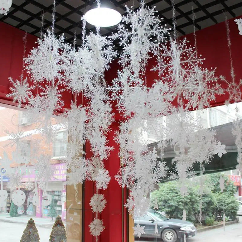White Glitter Snowflake Ornaments – Christmas Tree & Party Decor Christmas Ornaments Nixie