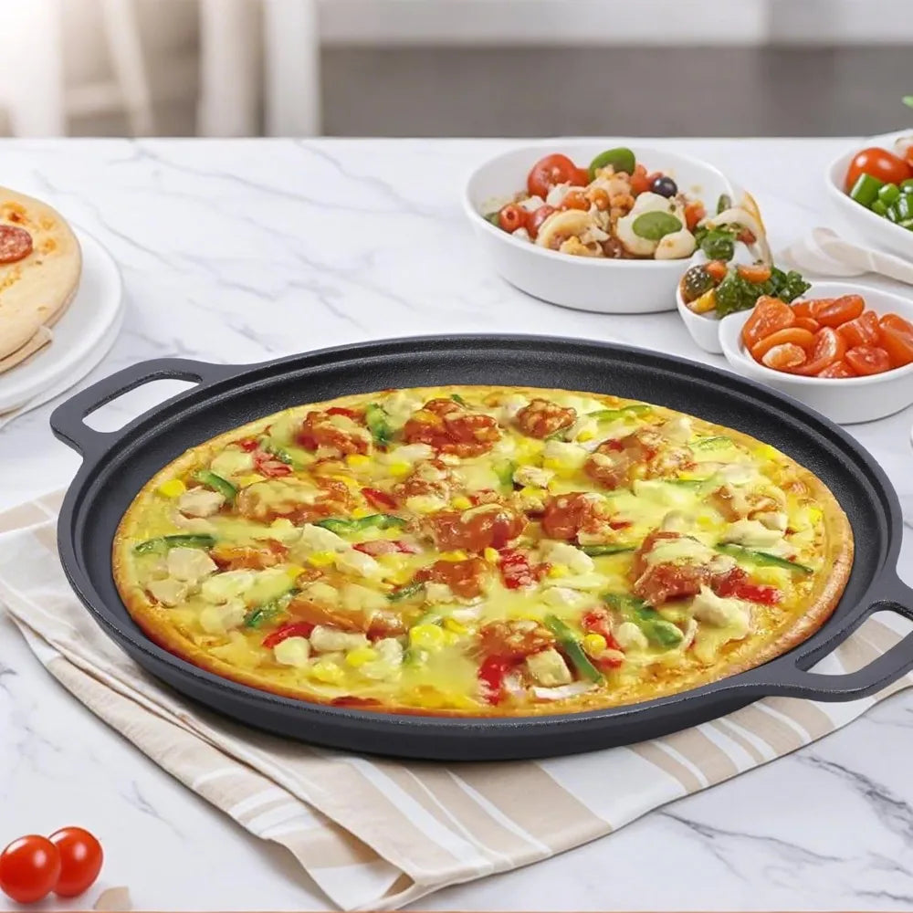 Cast Iron Frying Pan Double Handle – BBQ, Grill & Kitchen Cast Iron Skillet Nixie