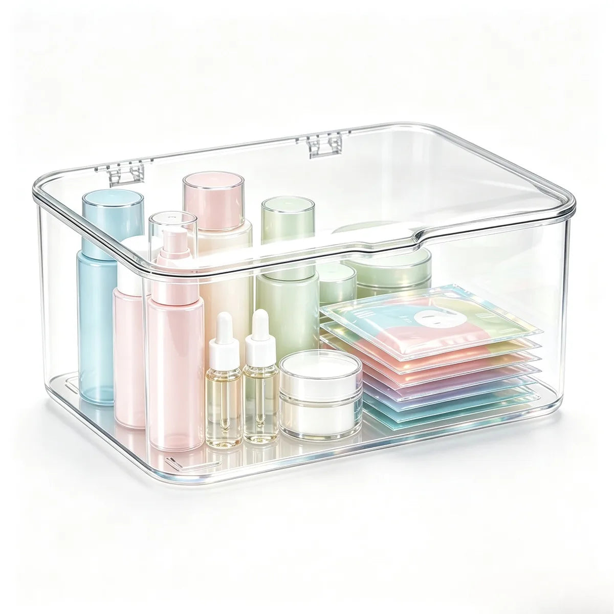 Clear Flip-Top Desk Organizer Box – Cosmetics & Jewelry Desk Storage Organizer Nixie