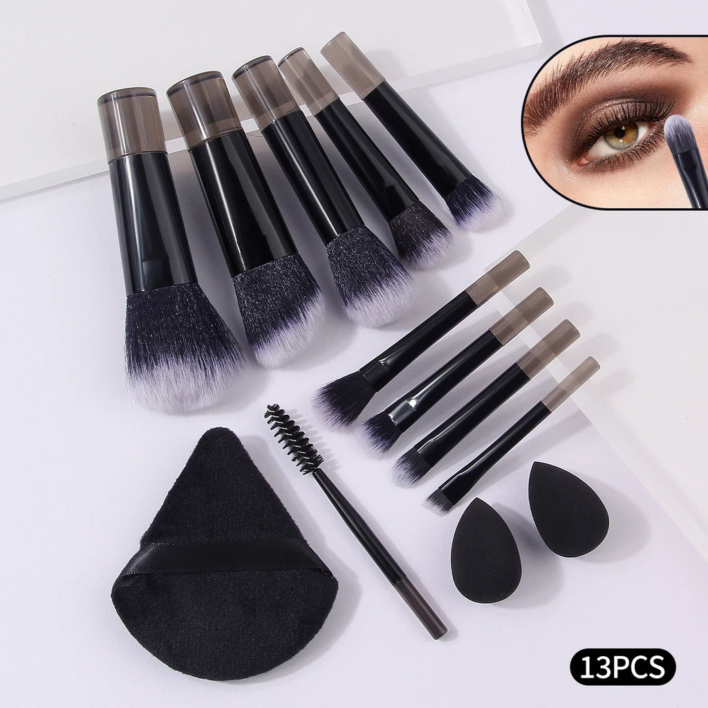 13-Piece Makeup Brush Set – Foundation, Eyeshadow & Blush Makeup Brush Set Nixie black