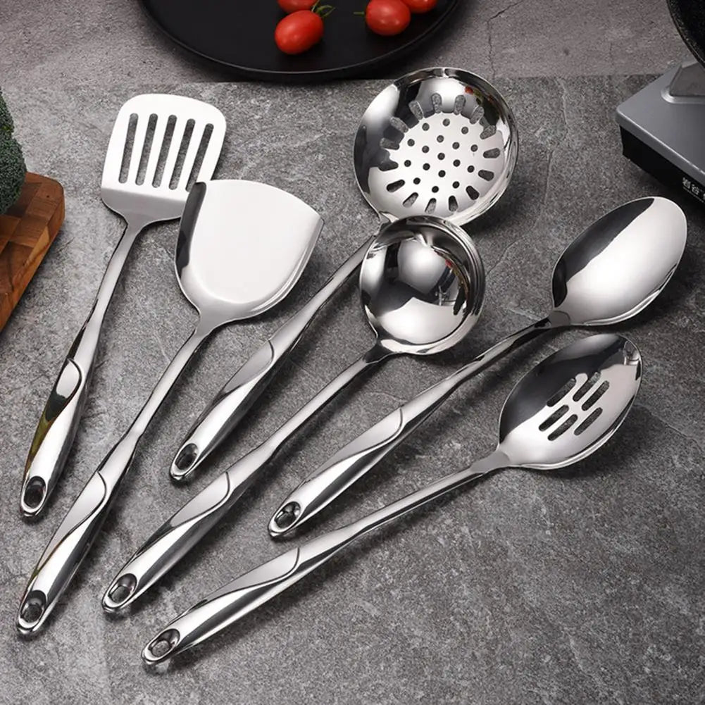 Stainless Steel Kitchen Utensils Set – Curved Handle Mirror Finish Kitchen Utensils Set Nixie