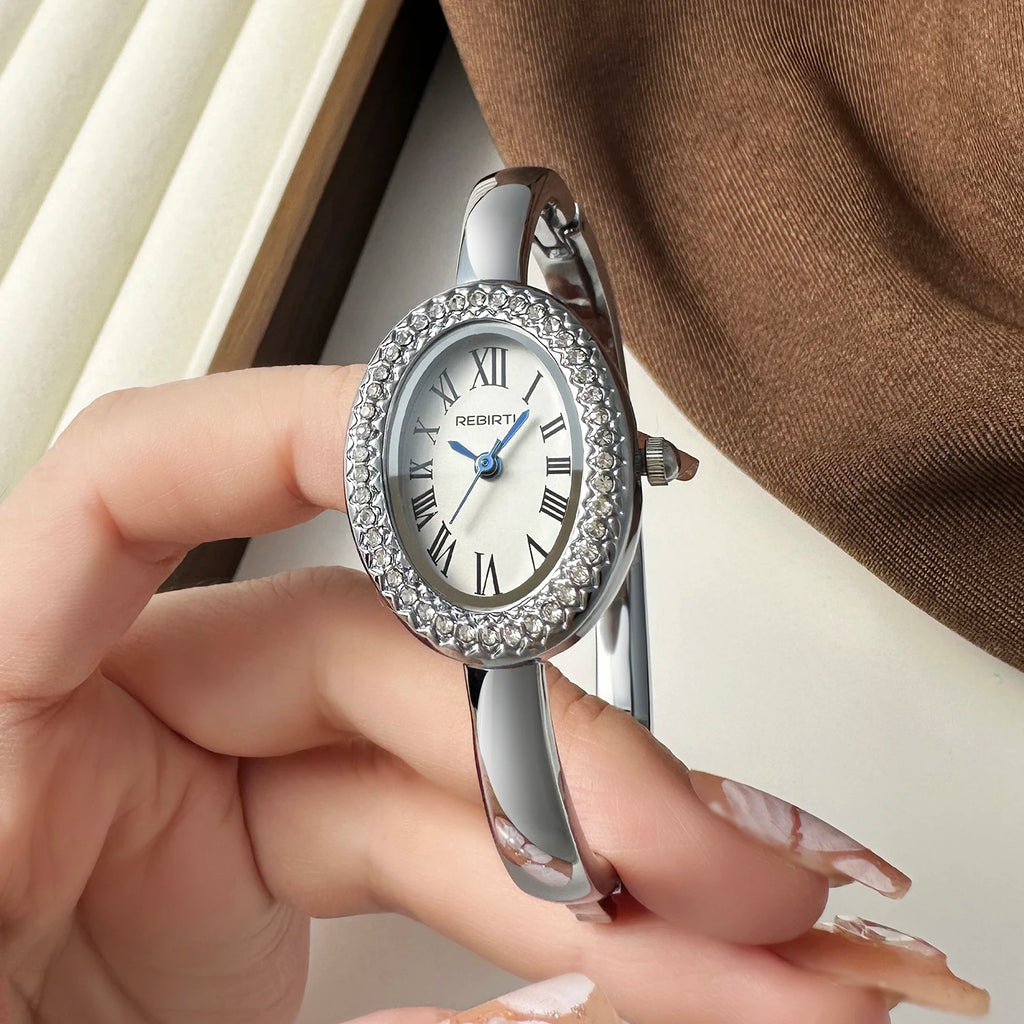 REBIRTH Retro Oval Quartz Watch – Casual Alloy Fashion Watch Quartz Fashion Watch Nixie