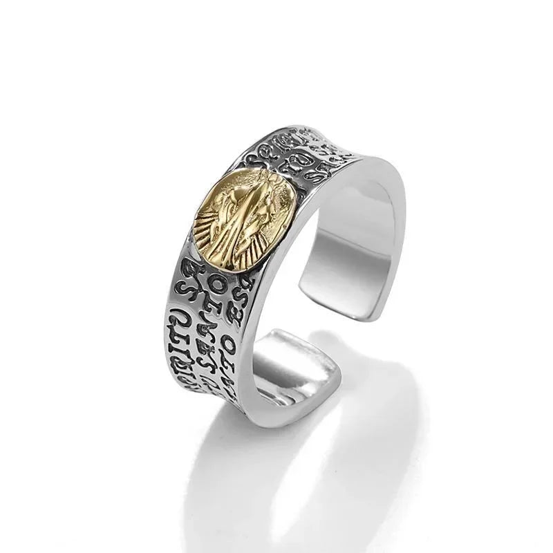 Vintage Cross Virgin Mary Adjustable Ring – Religious Fashion Jewelry Religious Fashion Ring Nixie