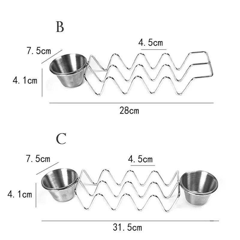 Stainless Steel Taco Holder Rack – Wave Shape Slots