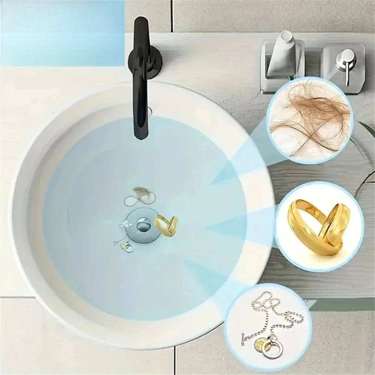 Universal Push Pop-Up Drain Stopper with Hair Catcher Drain Stopper Nixie