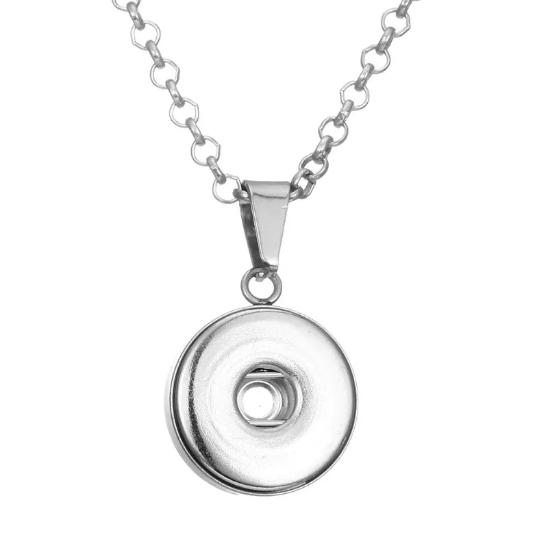 Silver Plated 18mm Snap Button Necklace – Fits Noosa Charms Snap Button Necklace Nixie