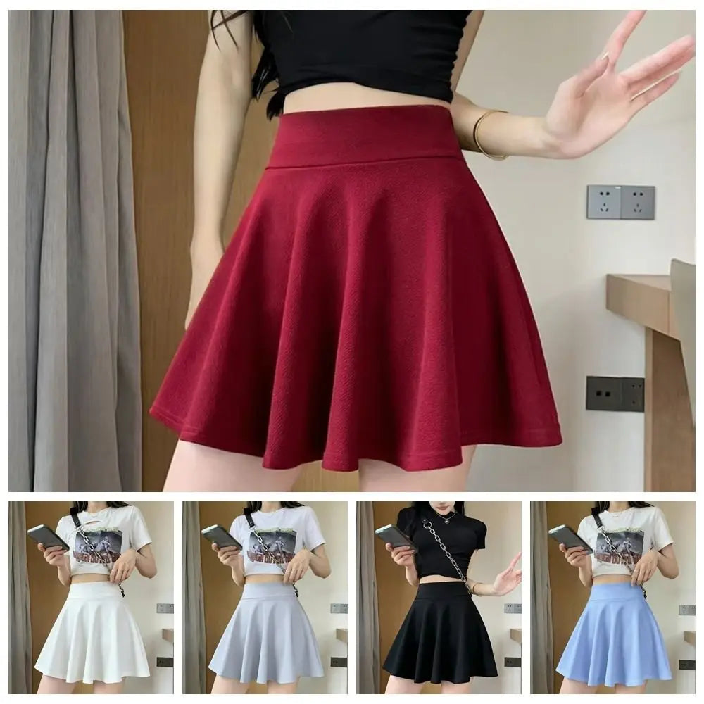 Women's Pleated Mini Skirt – Elastic Waist A-Line Casual Skirt Pleated Mini Skirt Nixie