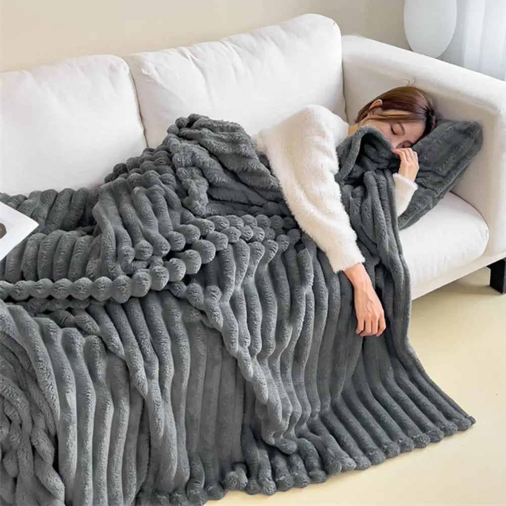 Cozy Plush Throw Blanket – Thick Fluffy Bubble for Couch & Bed