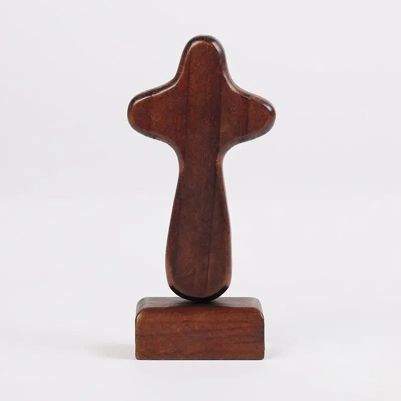 Magnetic Base Wood Cross Statue Vintage Desktop Figurine Desktop Cross Figurine Nixie A3