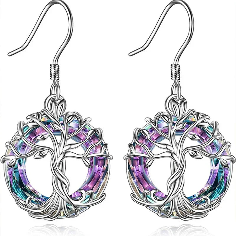 Celtic Tree of Life Crystal Drop Earrings – Gift for Women Crystal Drop Earrings Nixie