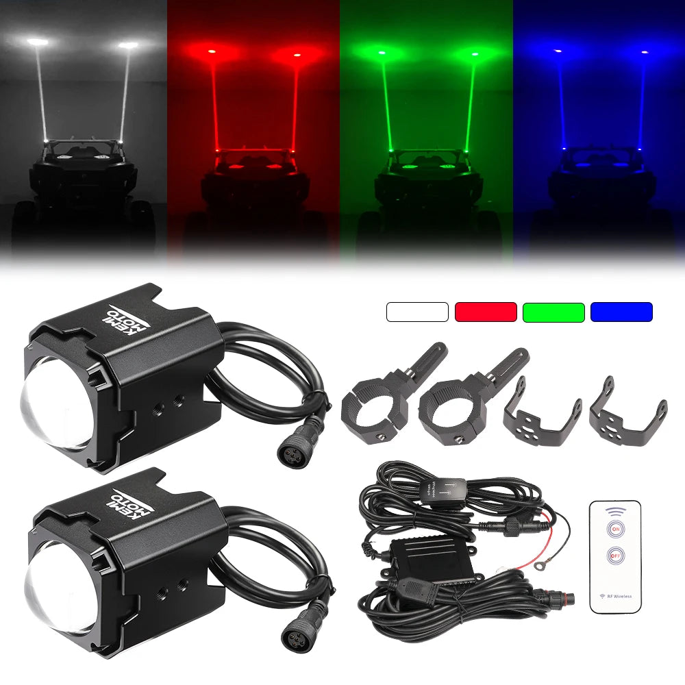 KEMIMOTO UTV ATV Whip Lights | 1.5"–2" Roll Cage | Polaris Can-Am UTV ATV Whip Lights Nixie