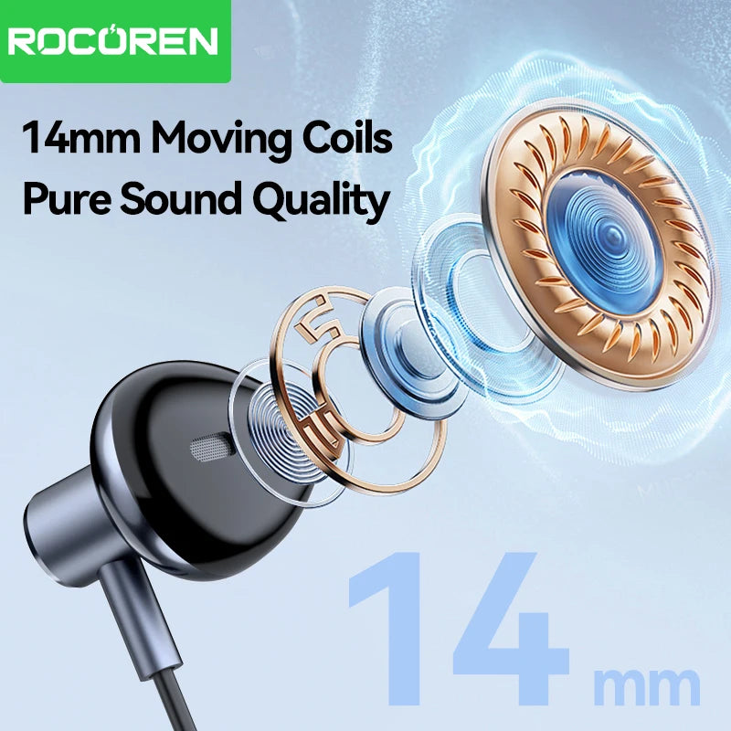 Rocoren USB-C Wired Earphones In-Ear Stereo Earbuds with Mic Wired USB-C Earphones Nixie