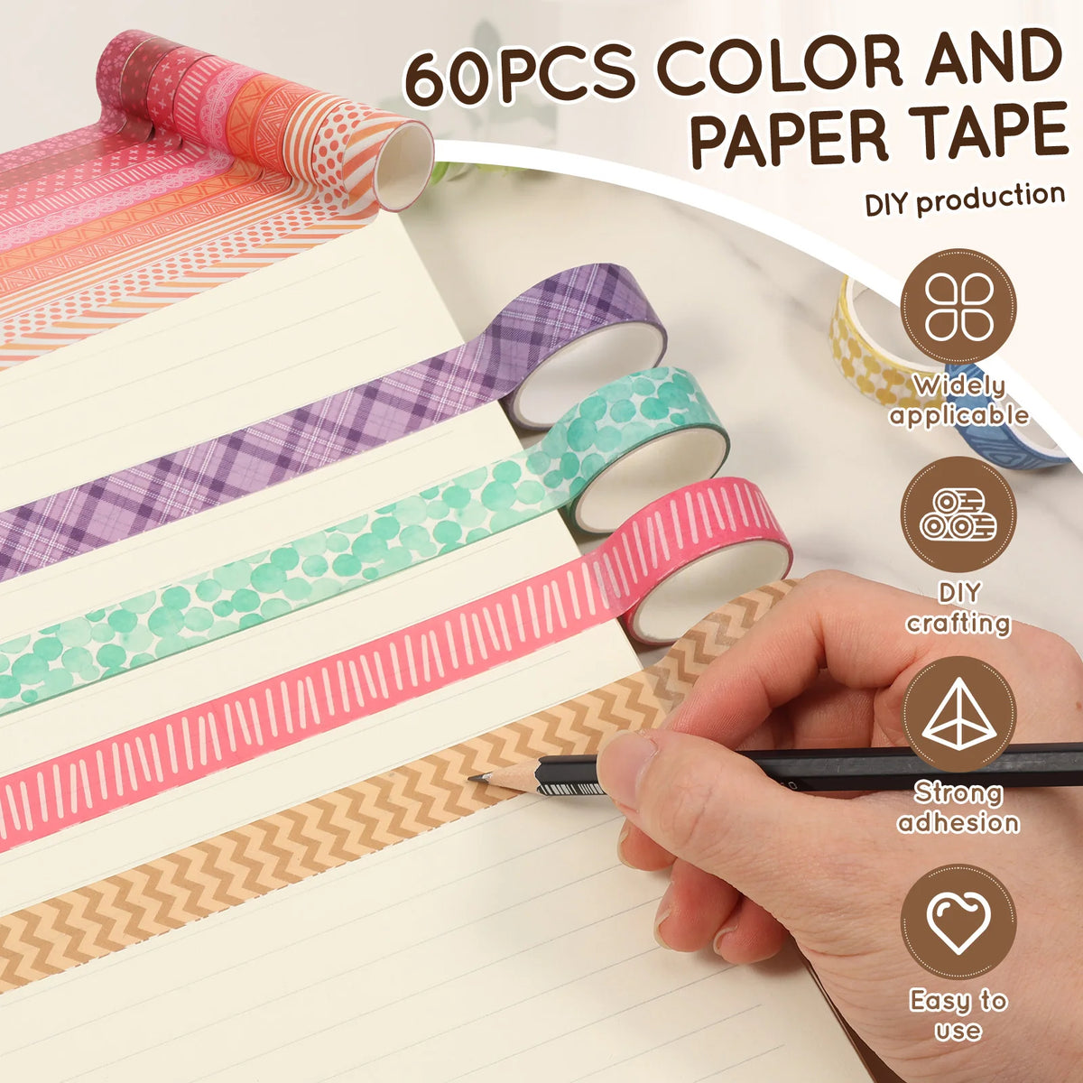 60 Rolls Washi Tape Set – Japanese Decorative Masking Tapes Decorative Washi Tape Nixie