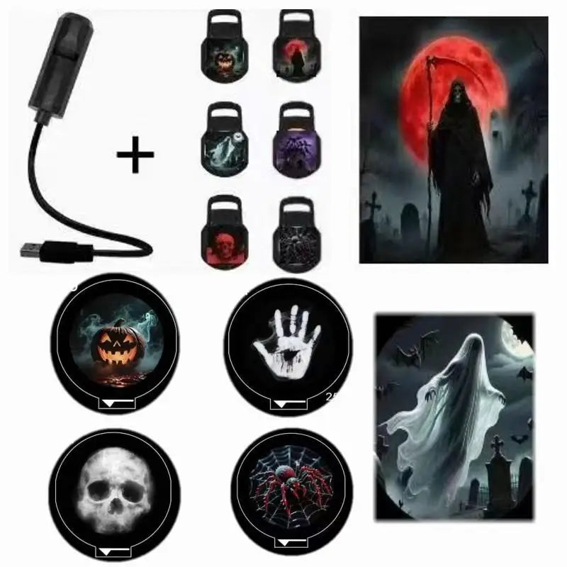 USB Projector Night Light – Halloween & Christmas Holiday Lamp Holiday Projector Lamp Nixie