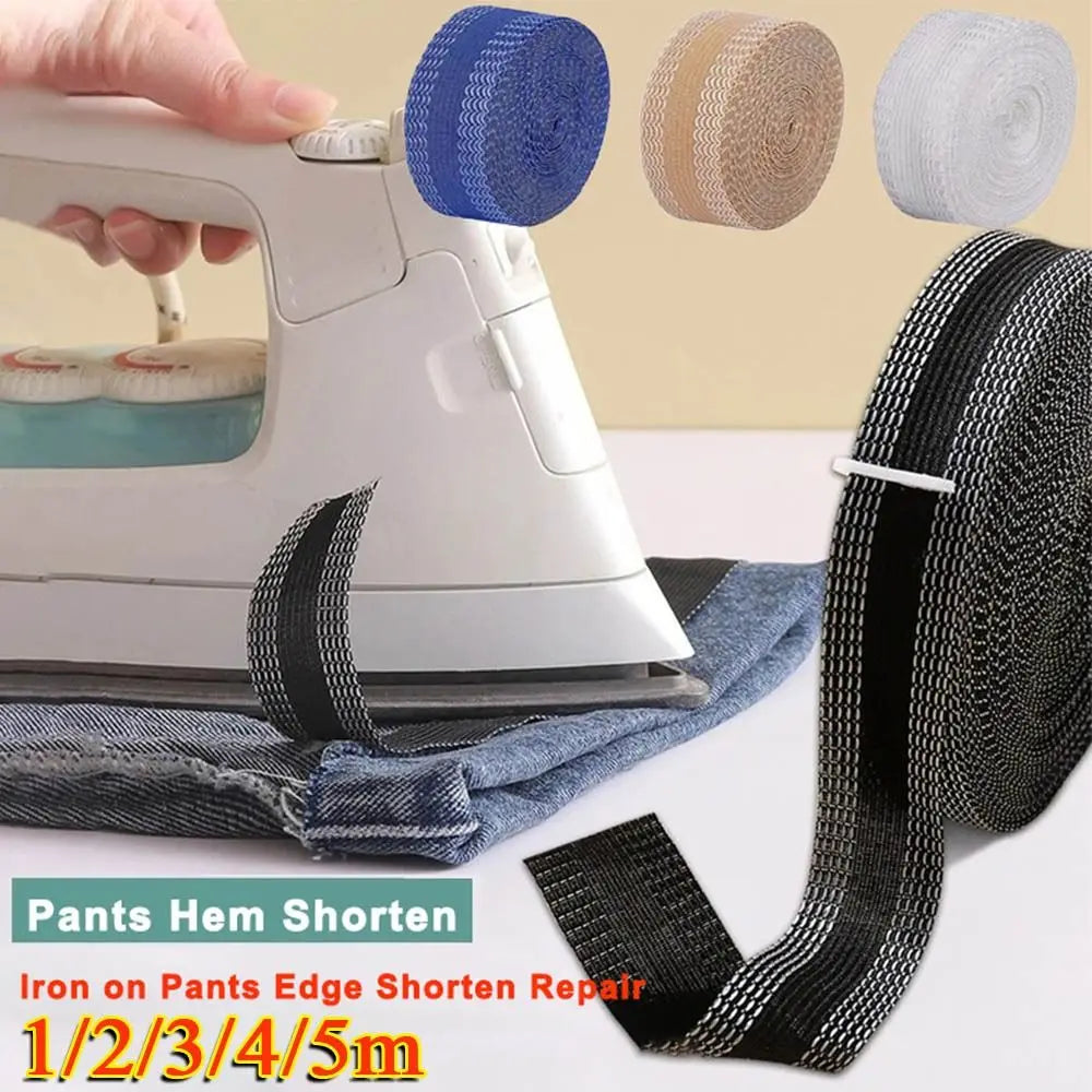 Iron-On Hem Tape Self-Adhesive Washable Fabric Fusing Tape 1–5m
