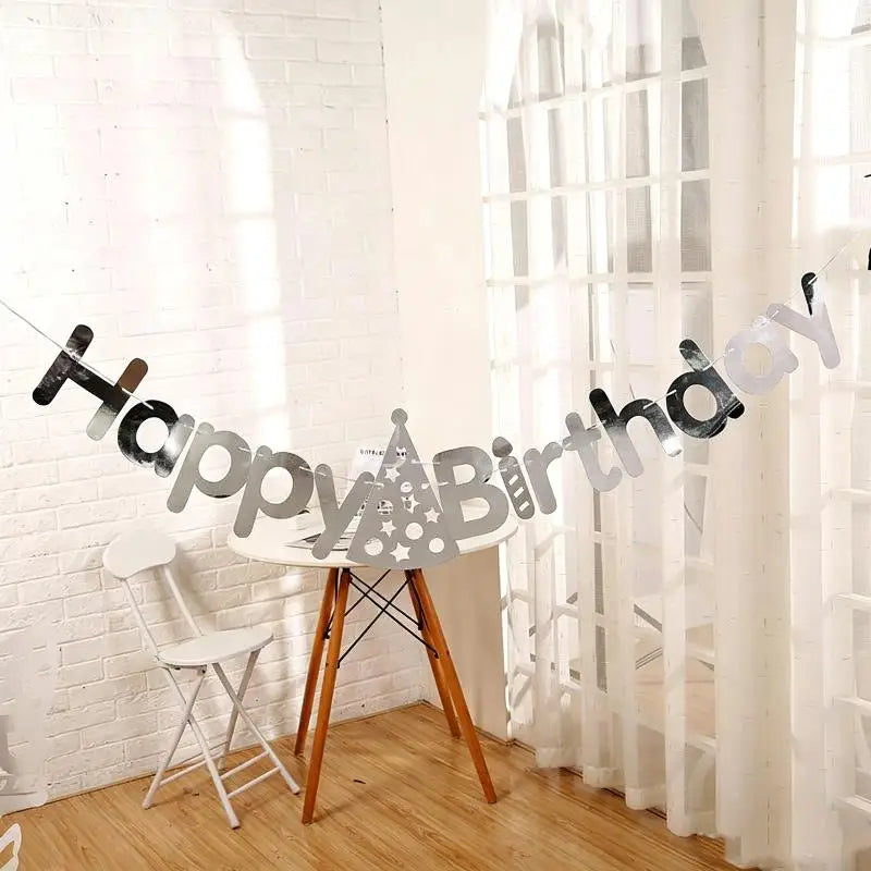 Happy Birthday Banner Colorful Hat Garland Party Decoration Set