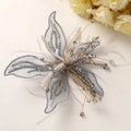 3D Organza Flower Patch Pearl Crystal DIY Sewing Embellishment