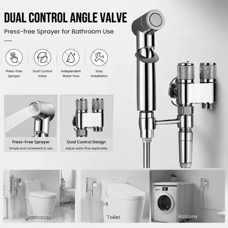 Handheld Bidet Sprayer Set – Dual Outlet Pressurized Toilet Nozzle Bidet Sprayer Set Nixie