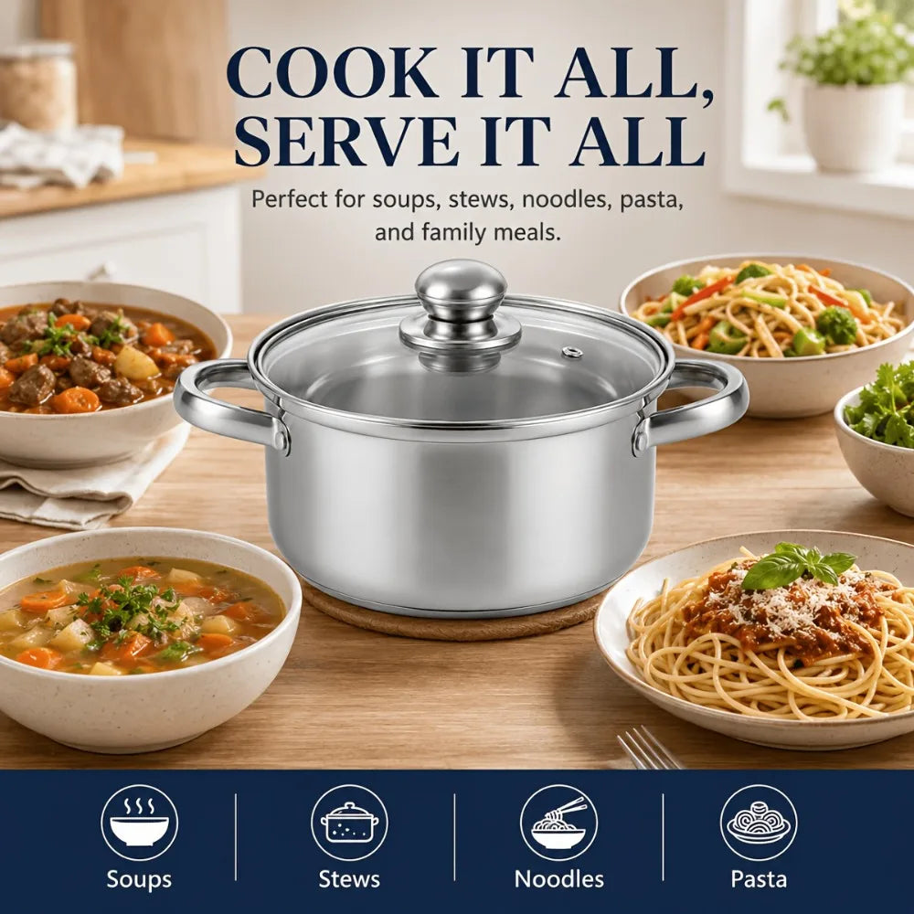 BEQ Stainless Steel Soup Stock Pot – Induction & Gas Safe Soup & Stock Pot Nixie