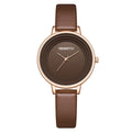 REBIRTH Casual Leather Strap Quartz Watch – Minimalist Leather Strap Watch Nixie Coffee