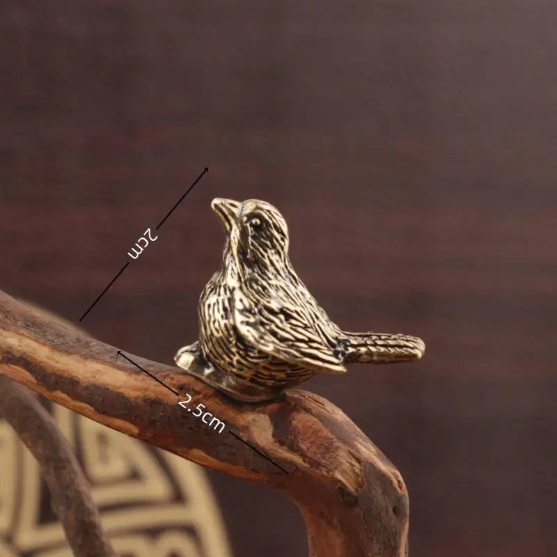 Solid Brass Sparrow Tea Pet Carved Bird Figurine Ornament Brass Bird Figurine Nixie