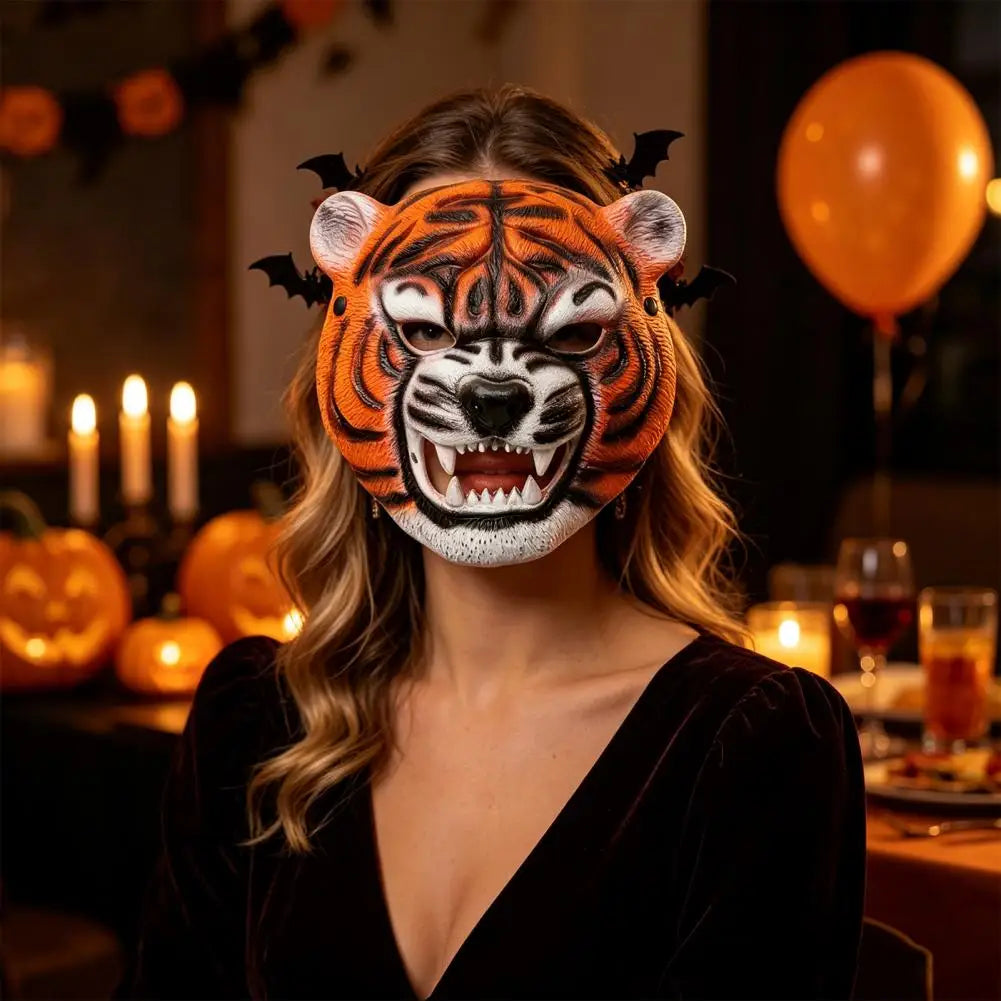 Realistic Tiger Full Face Mask – Halloween & Masquerade Costume