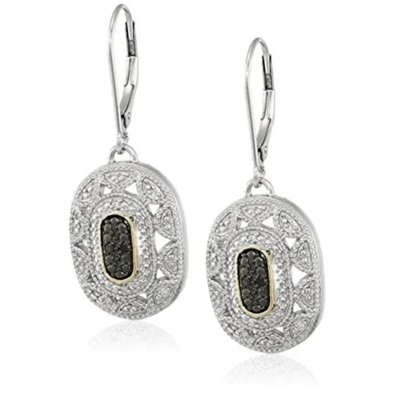 Crystal Drop Earrings – Black Round Zinc Alloy Classic Style Crystal Drop Earrings Nixie