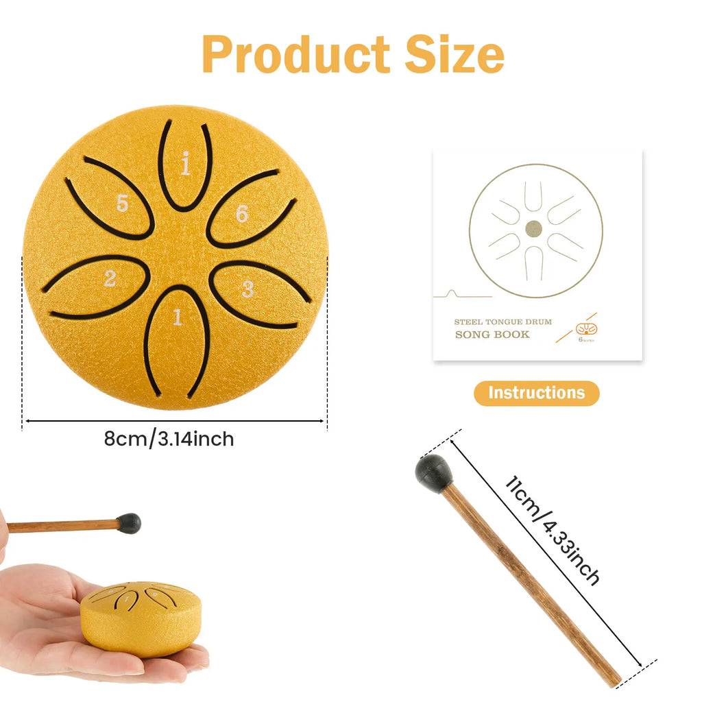 Steel Tongue Drum 11-Key Portable Hand Pan – Yoga & Meditation Hand Pan Drum Nixie 1PC 8CM Style 6