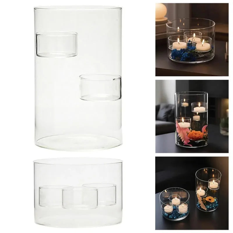 Glass Cylinder Candle Holder for Tea Light | Elegant Decor Glass Candle Holder Nixie