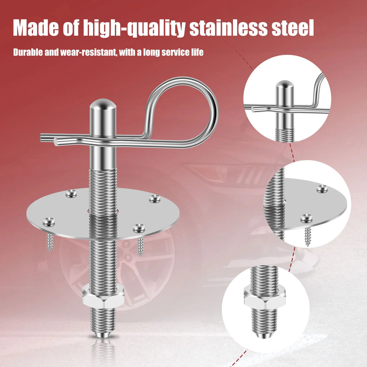 Stainless Steel Hood Pin Plate Lock Kit – Universal Racing Fit Hood Pin Lock Kit Nixie