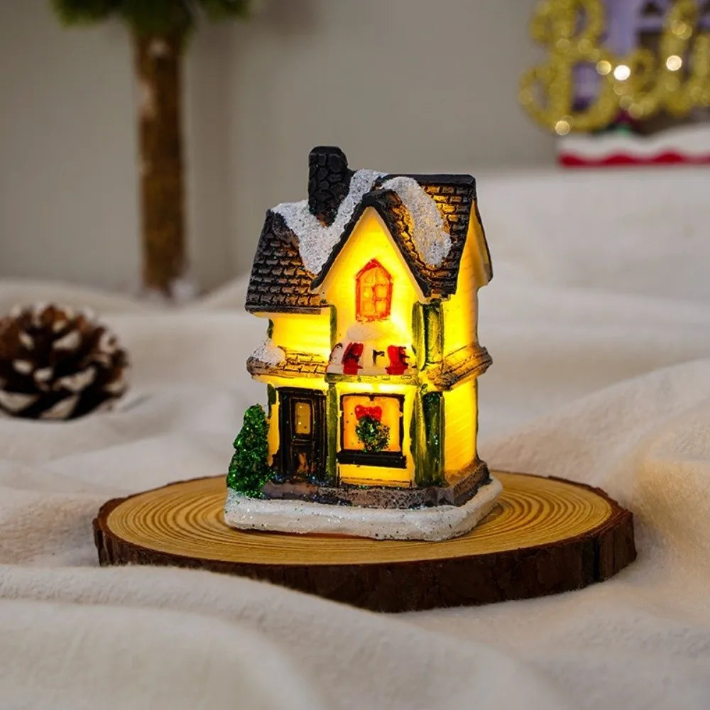 LED Christmas Village Miniature Light House Resin Ornament Christmas Village Ornament Nixie
