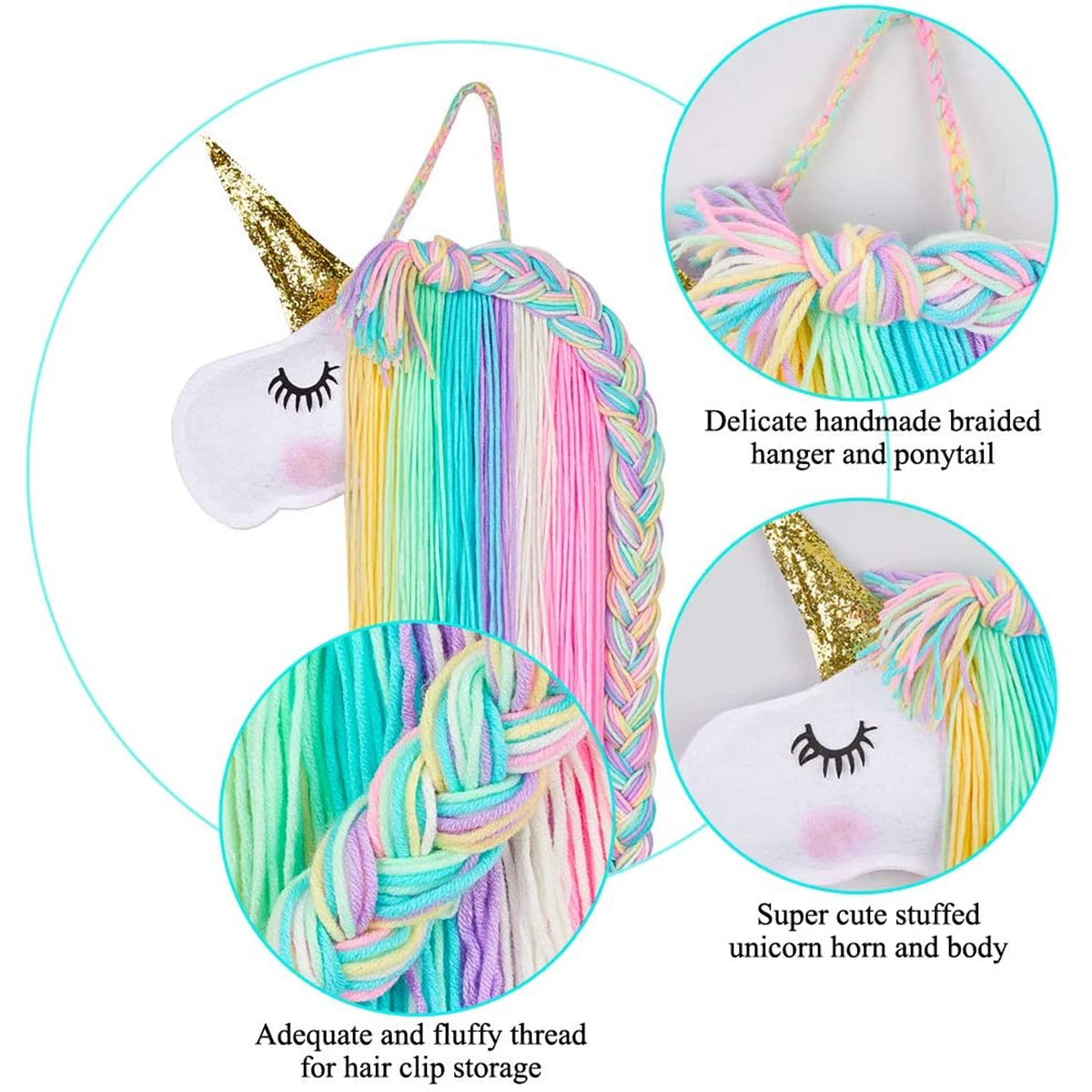 Rainbow Unicorn Hair Clip Organizer Wall Hanging for Girls Hair Accessory Organizer Nixie