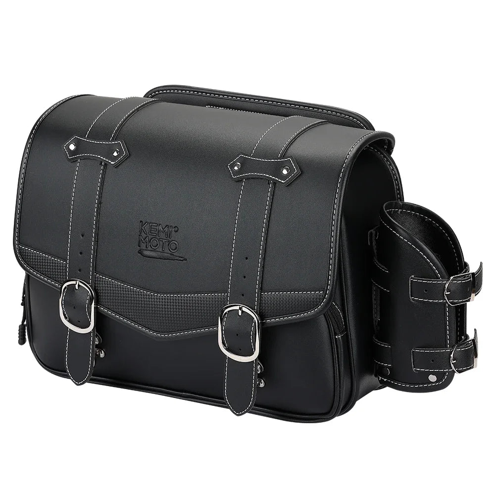 15L PU Leather Motorcycle Saddlebag | Universal Side Bag Motorcycle Saddlebag Nixie Black Bag