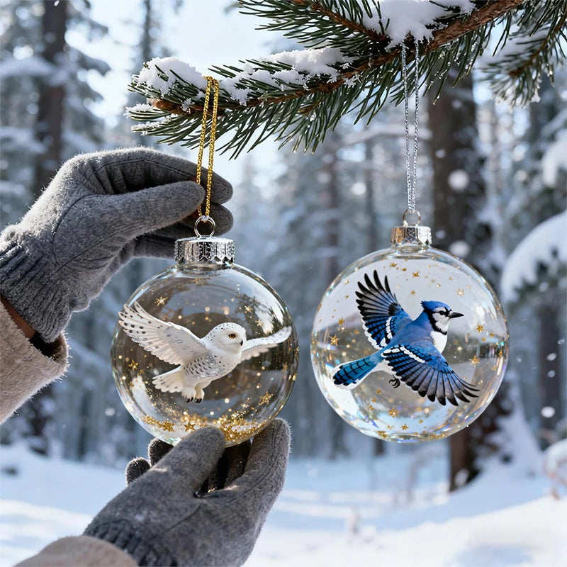 3D Hummingbird Christmas Ball Ornament – Clear Shatter-Resistant Christmas Tree Ornament Nixie
