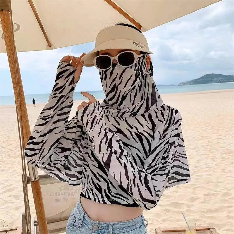Women's UV Protection Shawl with Face Cover & Long Sleeves Sun Protection Shawl Nixie One Size A