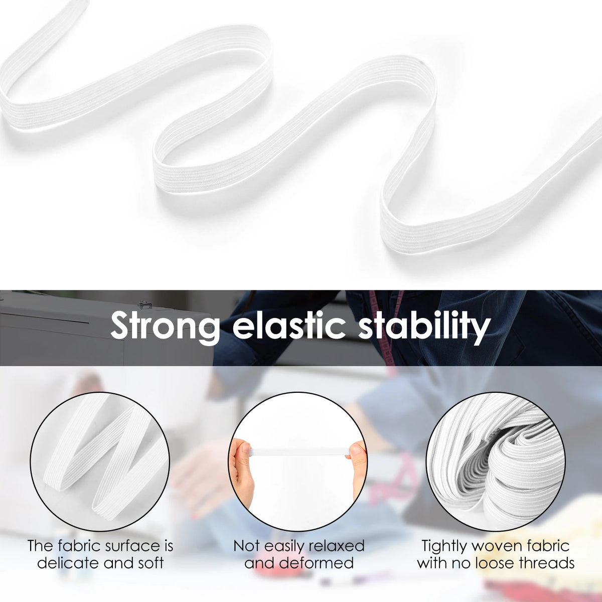 Heavy Stretch Flat Elastic Band for Sewing & Waistbands – 28m Sewing Elastic Band Nixie