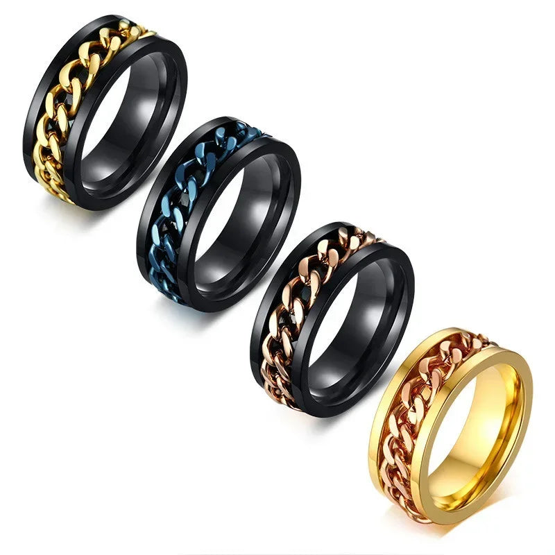 8mm Spinner Chain Ring – Stainless Steel Rotatable Unisex Ring Spinner Ring Nixie