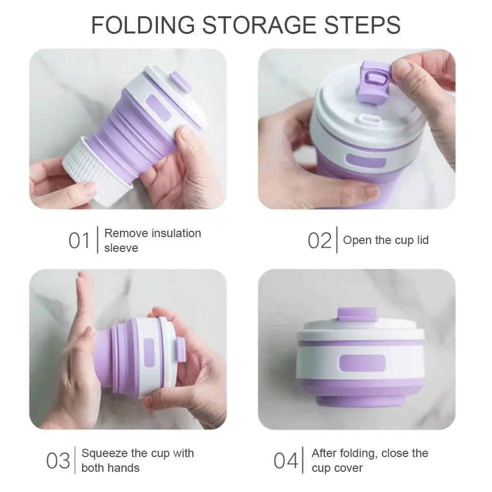 350ml Collapsible Silicone Travel Cup with Lid | Foldable Mug Collapsible Travel Mug Nixie