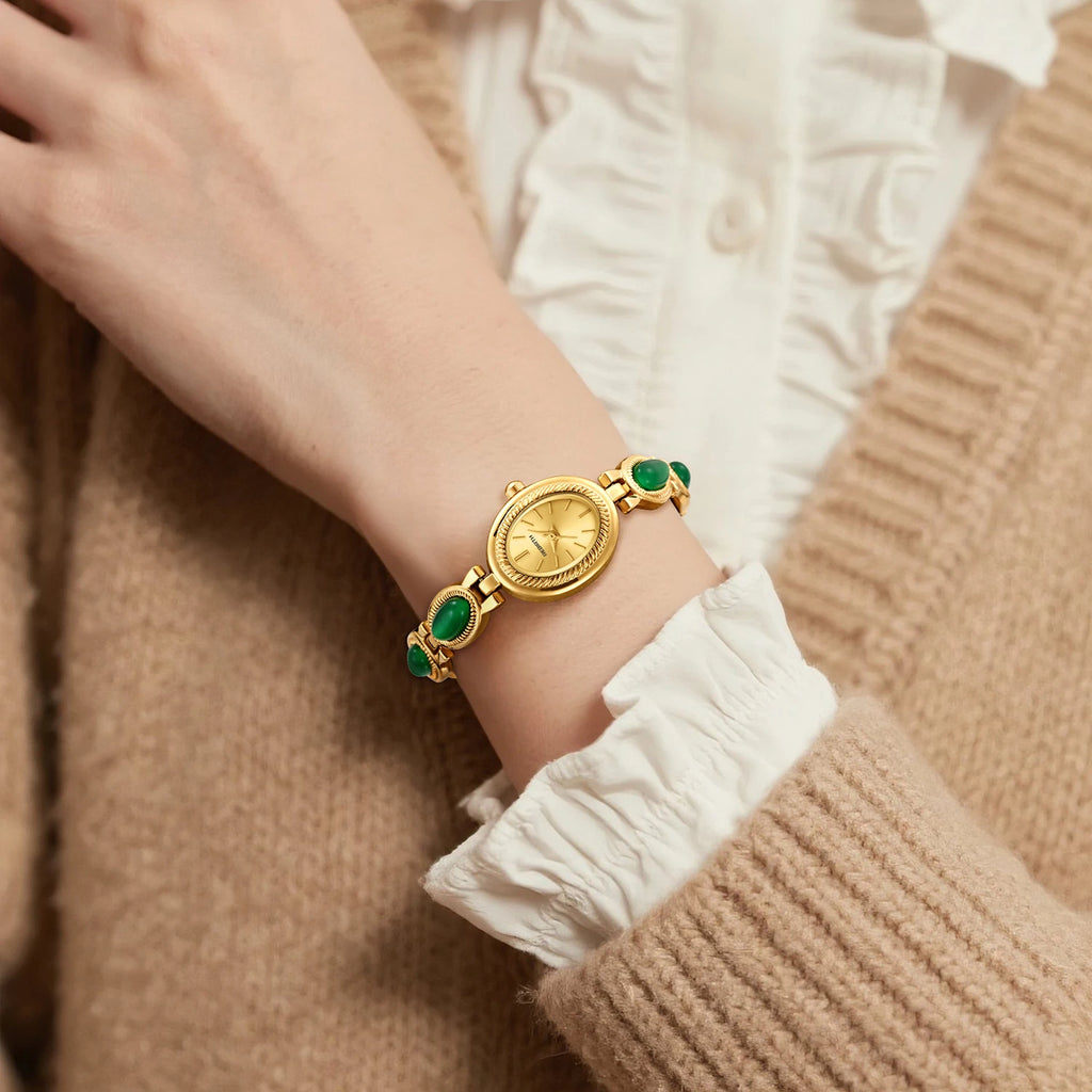 REBIRTH Oval Dial Retro Bracelet Watch for Women | Light Luxury Women's Bracelet Watch Nixie