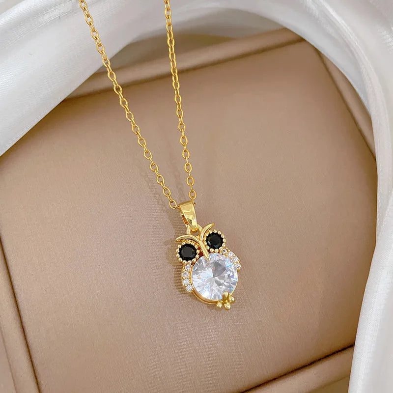 Women's Gold Owl Pendant Necklace – Copper & Stainless Steel Pendant Necklace Nixie