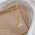 Diamond Leaf Pendant Necklace – Gold Stainless Steel Women Pendant Necklace Nixie XL2606-898