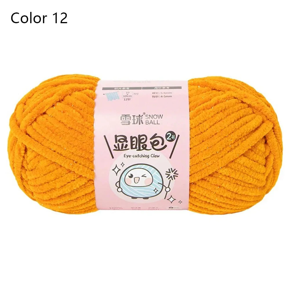 Soft Chenille Yarn 50g 59M 4.5mm – Shiny Chunky Knitting Yarn