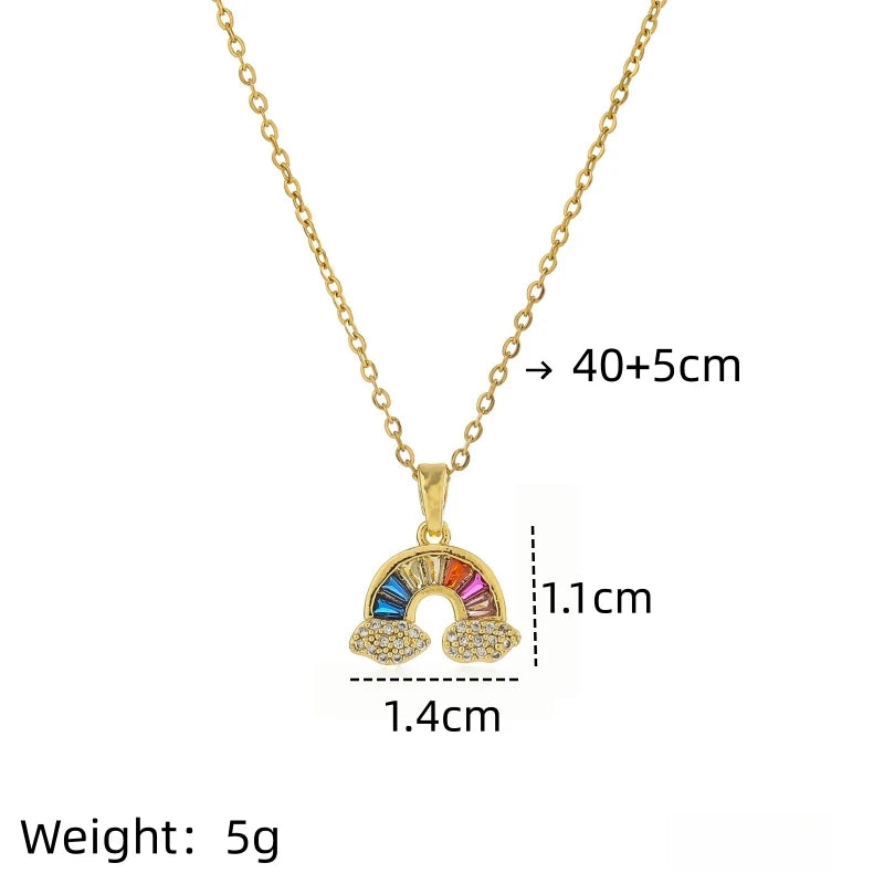 Rainbow Cloud Pendant Necklace – Minimalist Stainless Steel Pendant Necklace Nixie