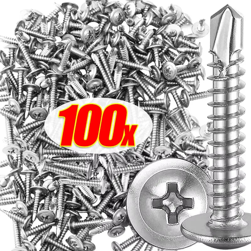 M4.2 Self-Tapping Screws 410 Stainless Steel Hex Head – 50-100pk Sheet Metal Screws Nixie